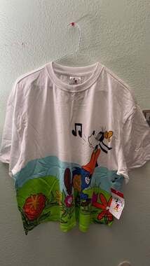 Disney Mickey & Co Mickey Goofy Floral Oversized T-Shirt XL New With Tags
